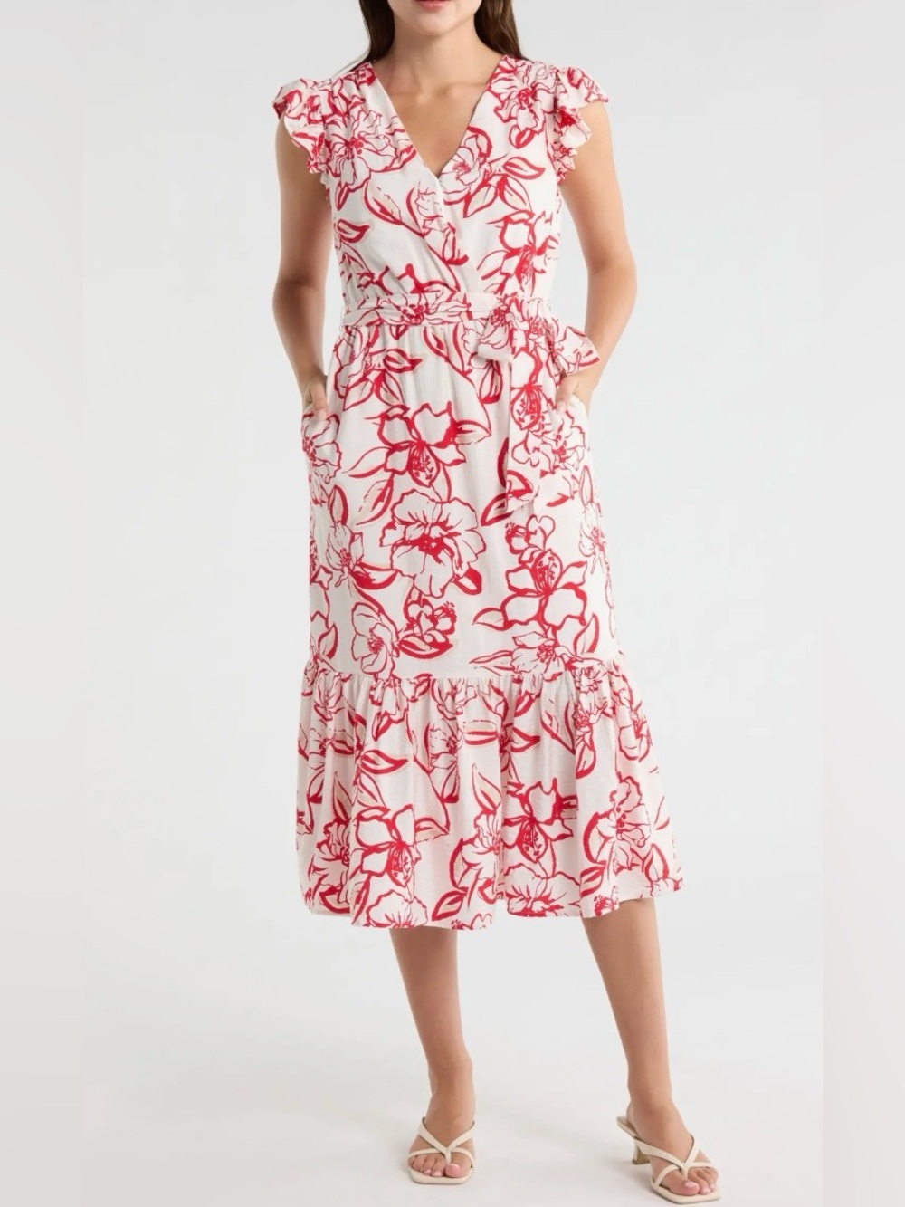 Sam Edelman Petal Sketch Cap Sleeve Maxi Dress